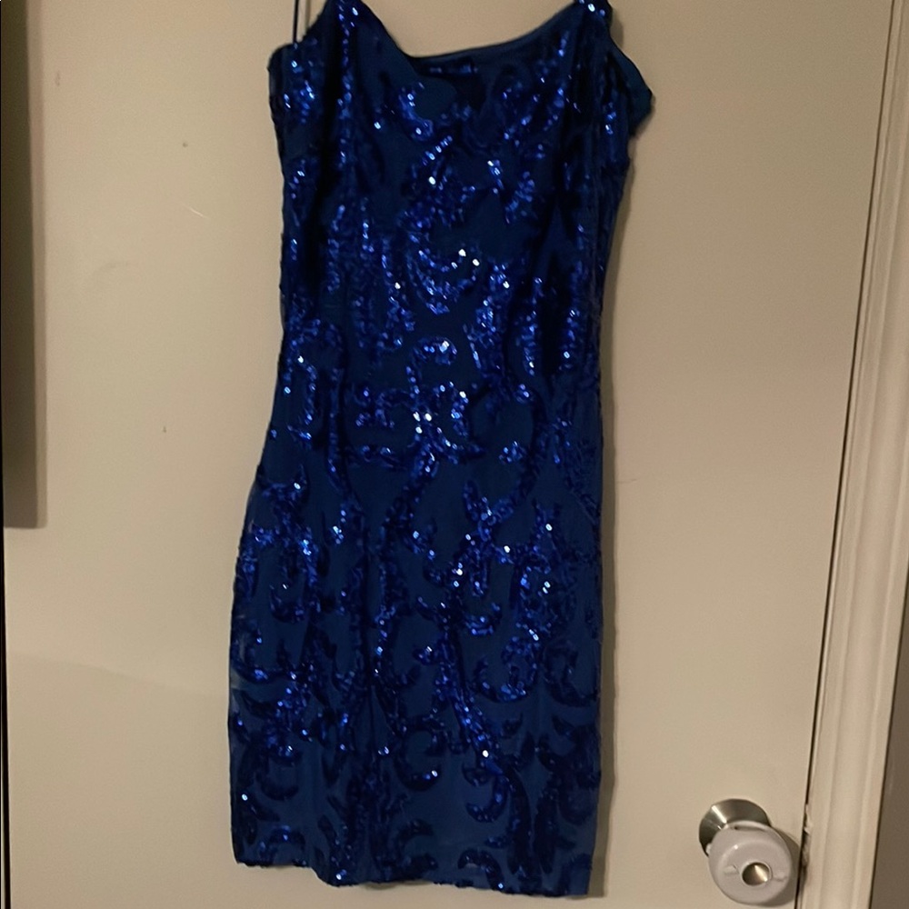 Windsor Blue Sequin Sheath Mini Dress